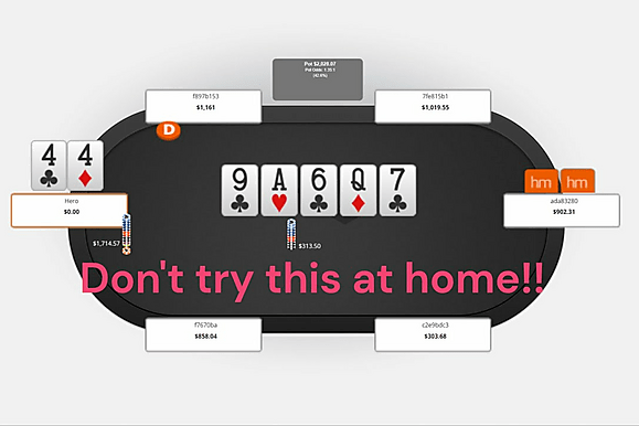 Overbet river com um par pequeno é um cooler padrão
